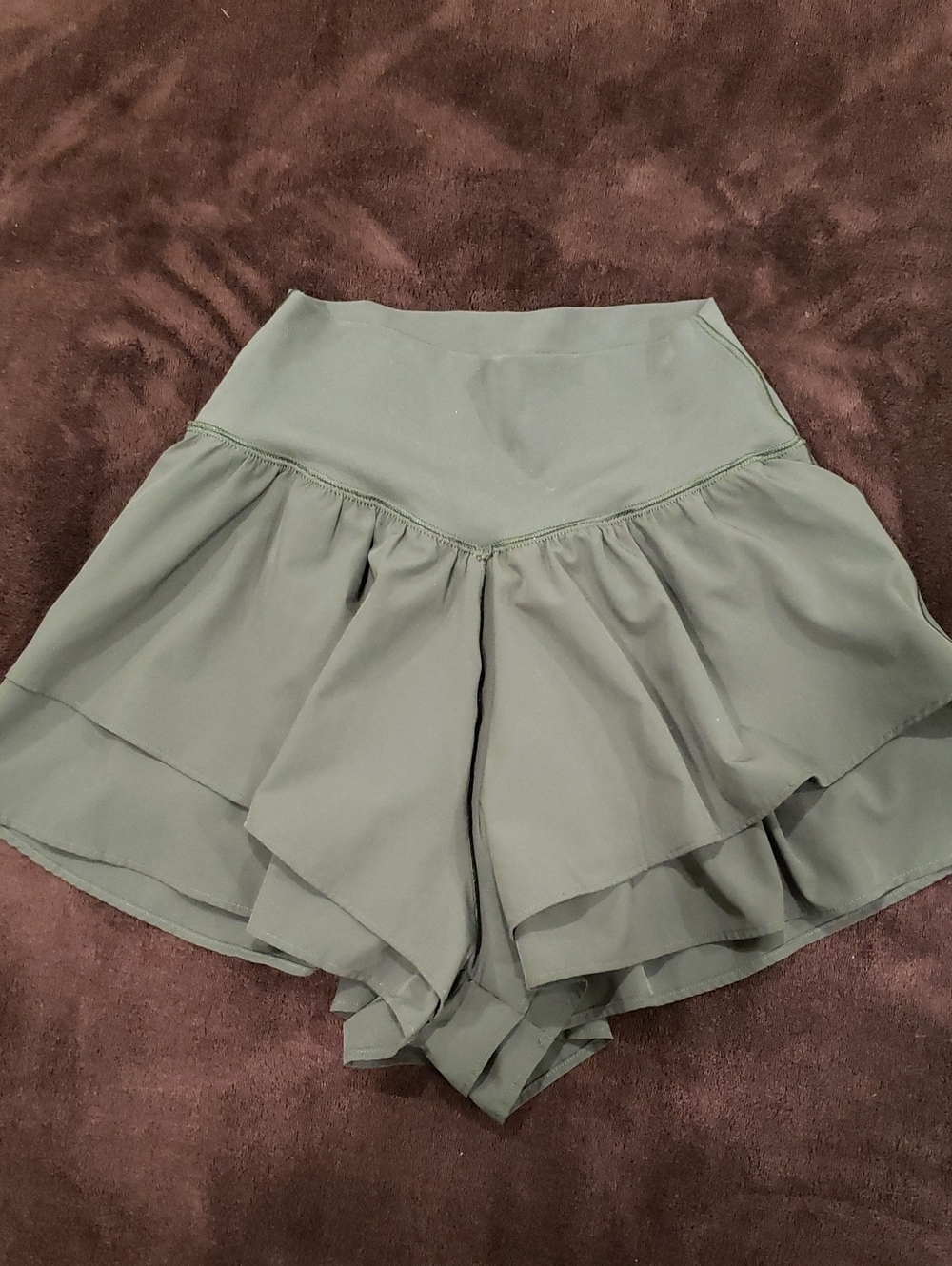 Aerie High-Waist Flared Women’s Shorts in Dark Gray